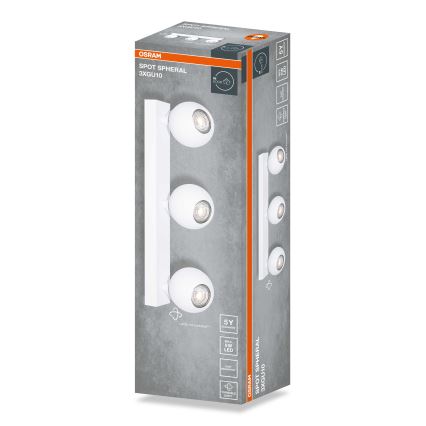 Osram - SPOT SPHERAL kohdevalaisin 3xGU10/6W/230V valkoinen
