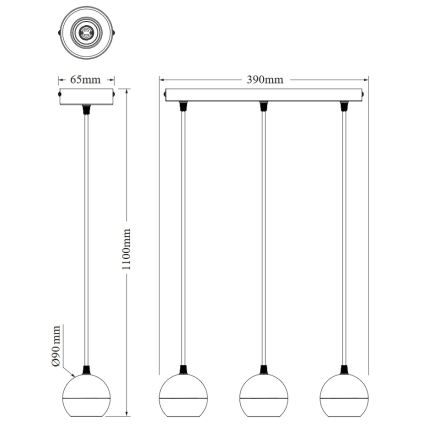 Osram - SPOT SPHERAL riippuvalaisin johdolla 3xGU10/6W/230V valkoinen