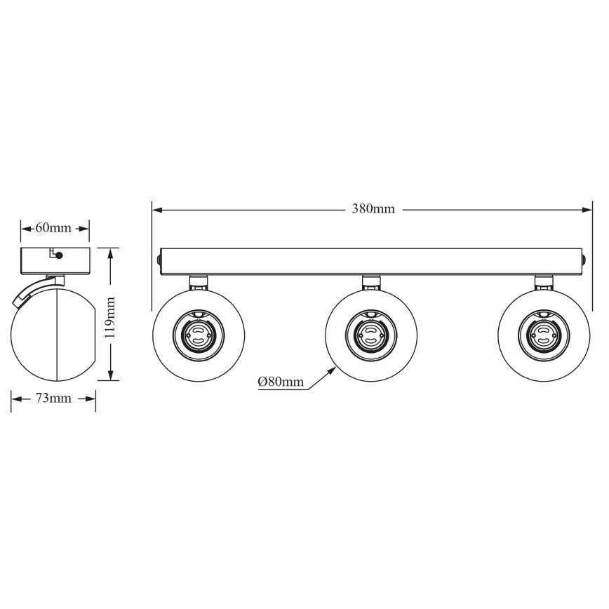 Osram - SPOT SPHERAL spottivalaisin 3xGU10/6W/230V, musta