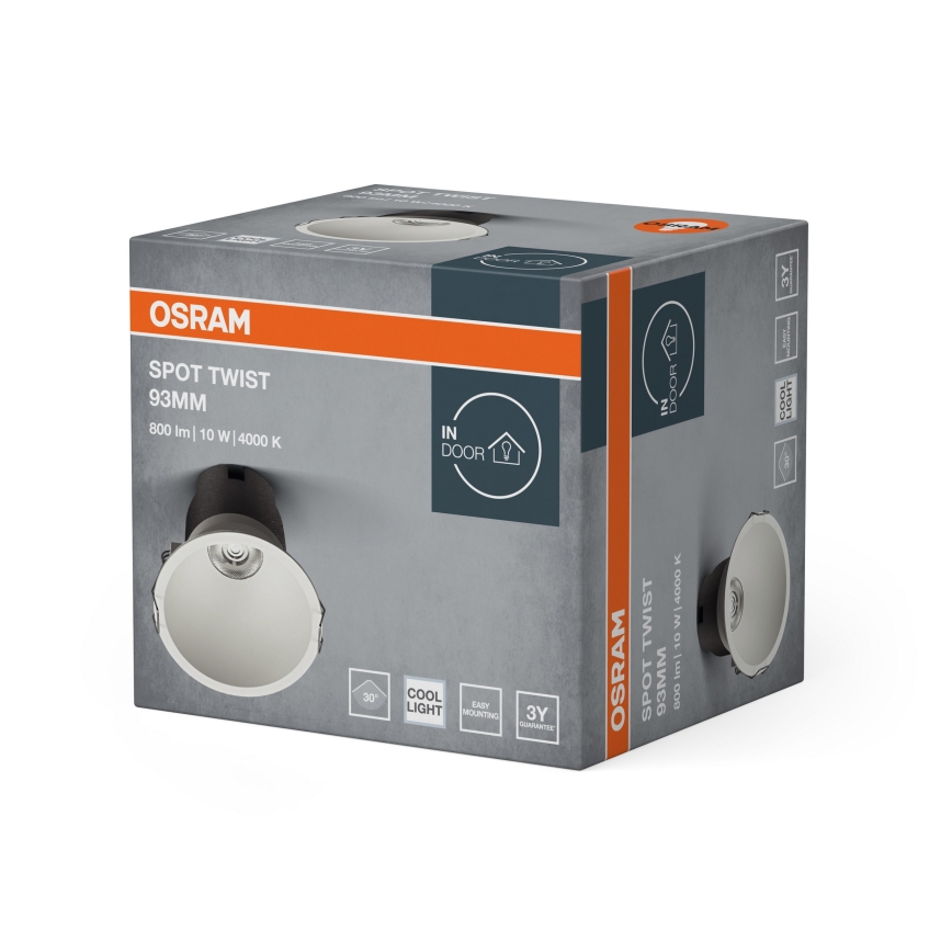 Osram - SPOT TWIST LED upotettava alasvalo, 10 W, 230 V, 4000 K, Ø 9,3 cm, valkoinen
