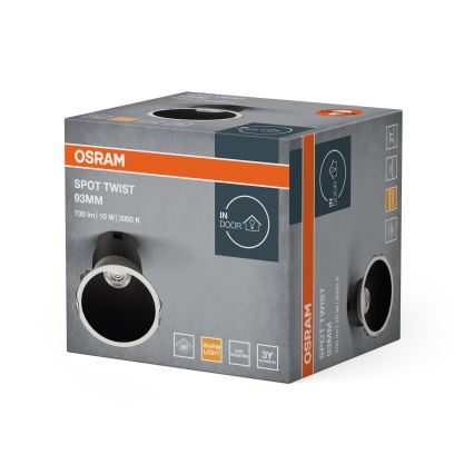 Osram - upotettava LED-kattovalaisin SPOT TWIST LED/10W/230V 3000K Ø 9,3 cm valkoinen/musta
