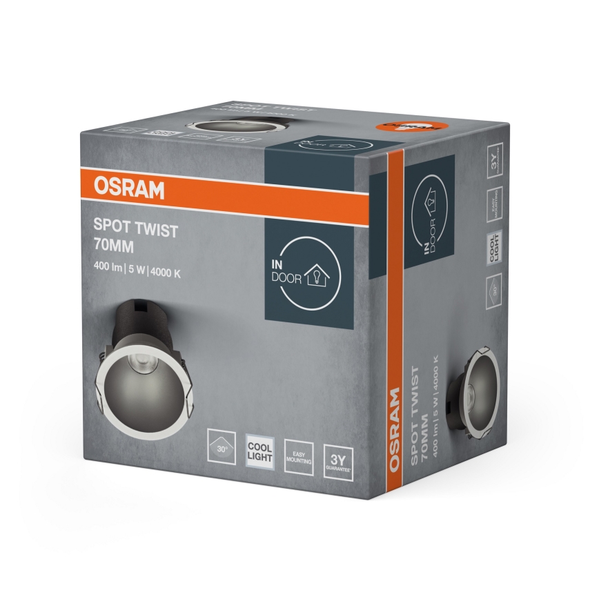 Osram - Upotettava LED-valaisin SPOT TWIST LED/5W/230V 4000K halkaisija 7 cm valkoinen/hopea