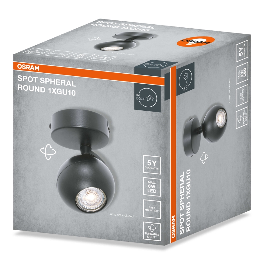 Osram - Spottivalaisin SPOT SPHERAL 1xGU10/6W/230V musta