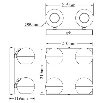 Osram - Spottivalaisin SPOT SPHERAL 4xGU10/6W/230V musta