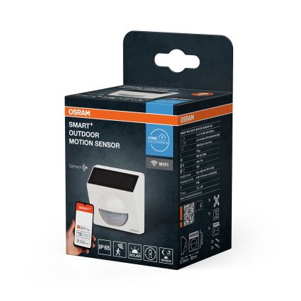 Osram - Ulkokäyttöön aurinkokennolla toimiva liiketunnistin SMART+ 3,7V valkoinen IP65 Wi-Fi 800 mAh