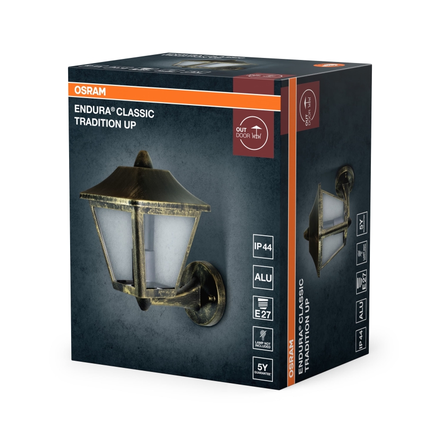 Osram - Ulkoseinävalaisin TRADITION UP 1xE27/60W/230V IP44 patina/kultainen