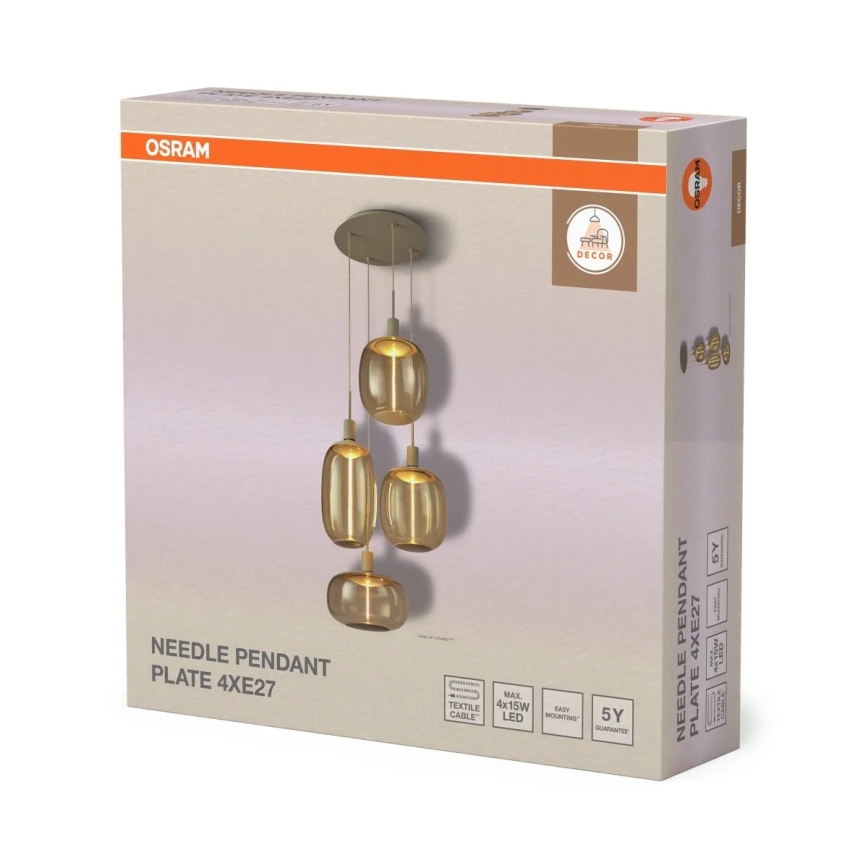 Osram - Virtajohto NEEDLE PENDANT 4xE27/25W/230V beige