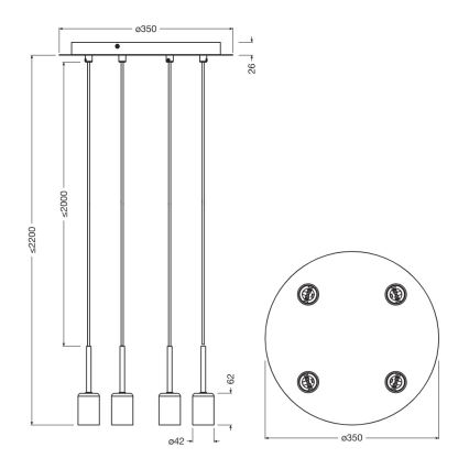 Osram - Virtajohto NEEDLE PENDANT 4xE27/25W/230V beige