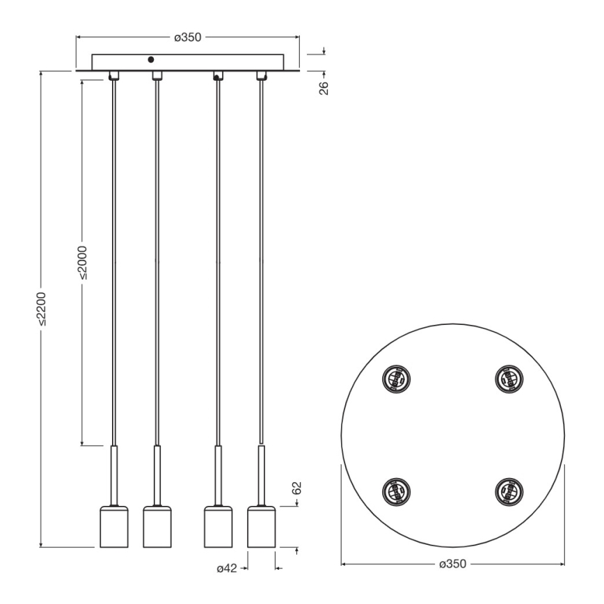 Osram - Virtajohto NEEDLE PENDANT 4xE27/25W/230V beige