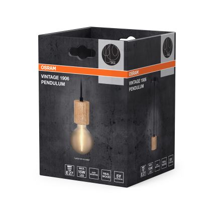 Osram - Virtajohto PENDULUM CYLINDER 1xE27/15W/230V puinen