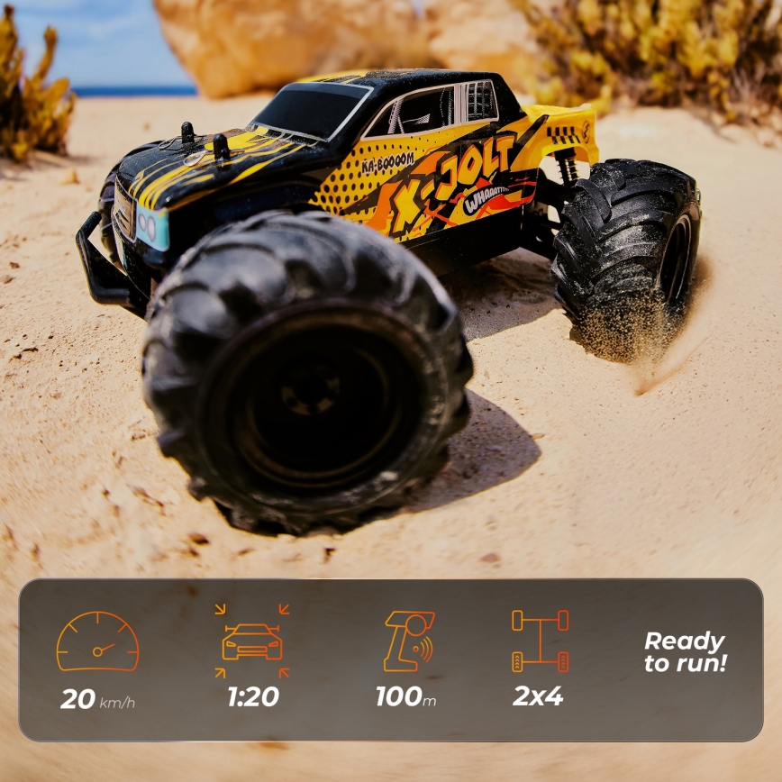 Overmax - kauko-ohjattava RC-auto X-JOLT 1000 mAh musta/keltainen