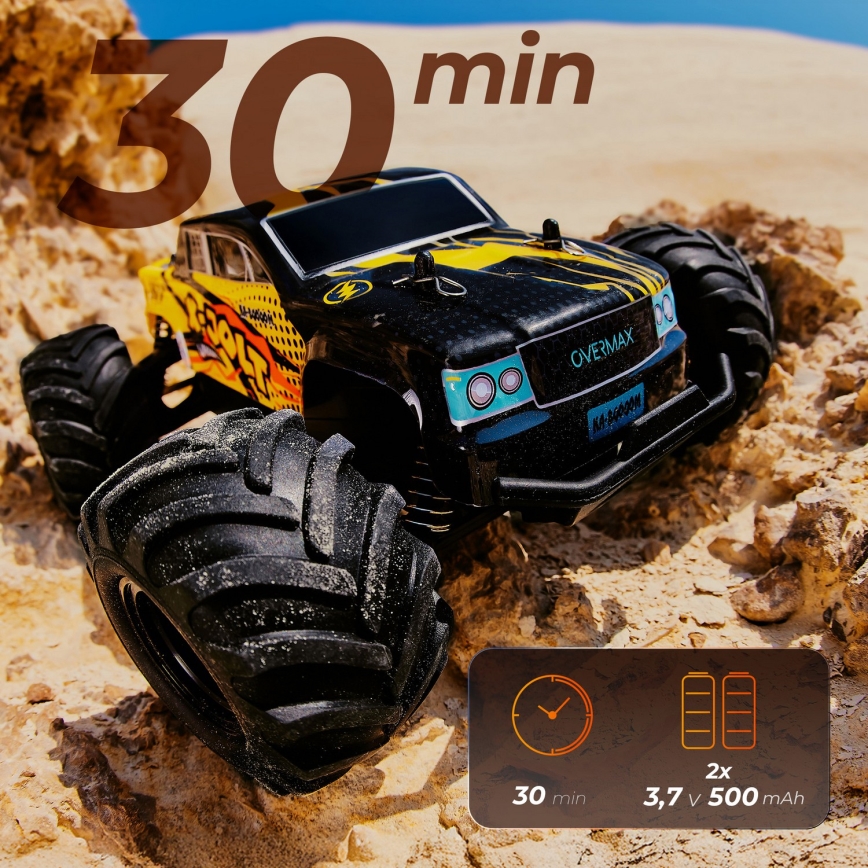Overmax - kauko-ohjattava RC-auto X-JOLT 1000 mAh musta/keltainen