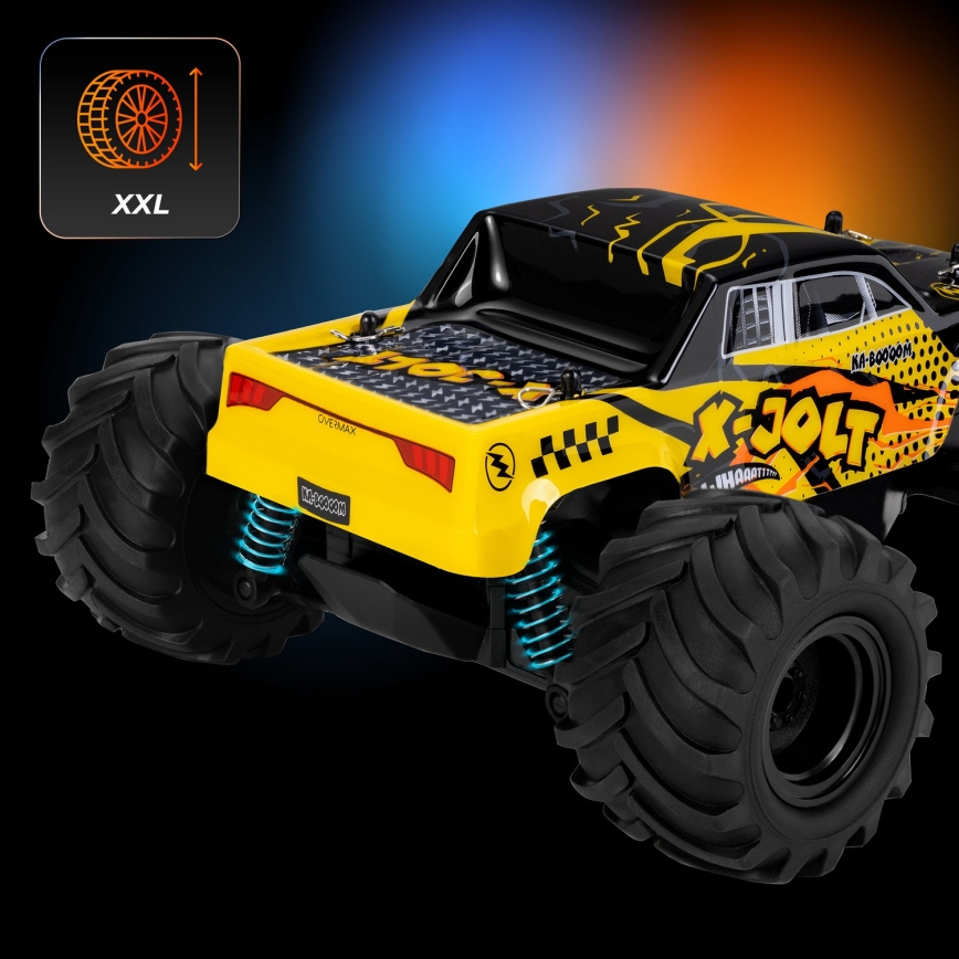 Overmax - kauko-ohjattava RC-auto X-JOLT 1000 mAh musta/keltainen