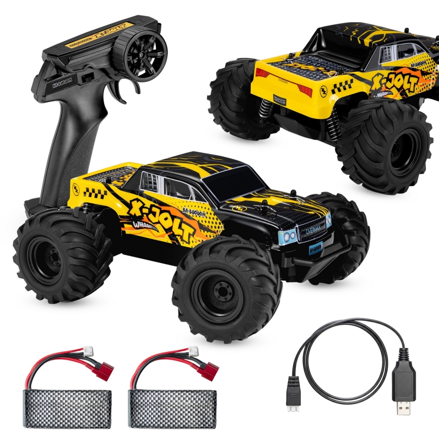 Overmax - kauko-ohjattava RC-auto X-JOLT 1000 mAh musta/keltainen
