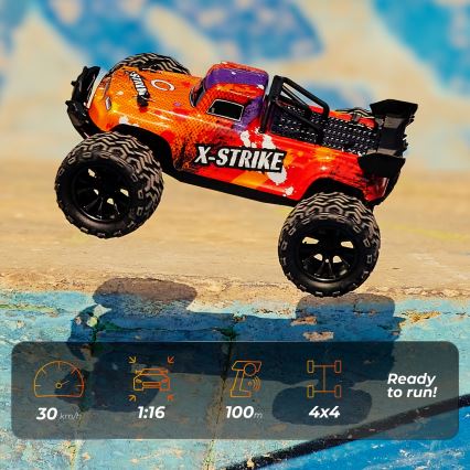 Overmax - radio-ohjattava RC-auto X-STRIKE 3000 mAh musta/oranssi
