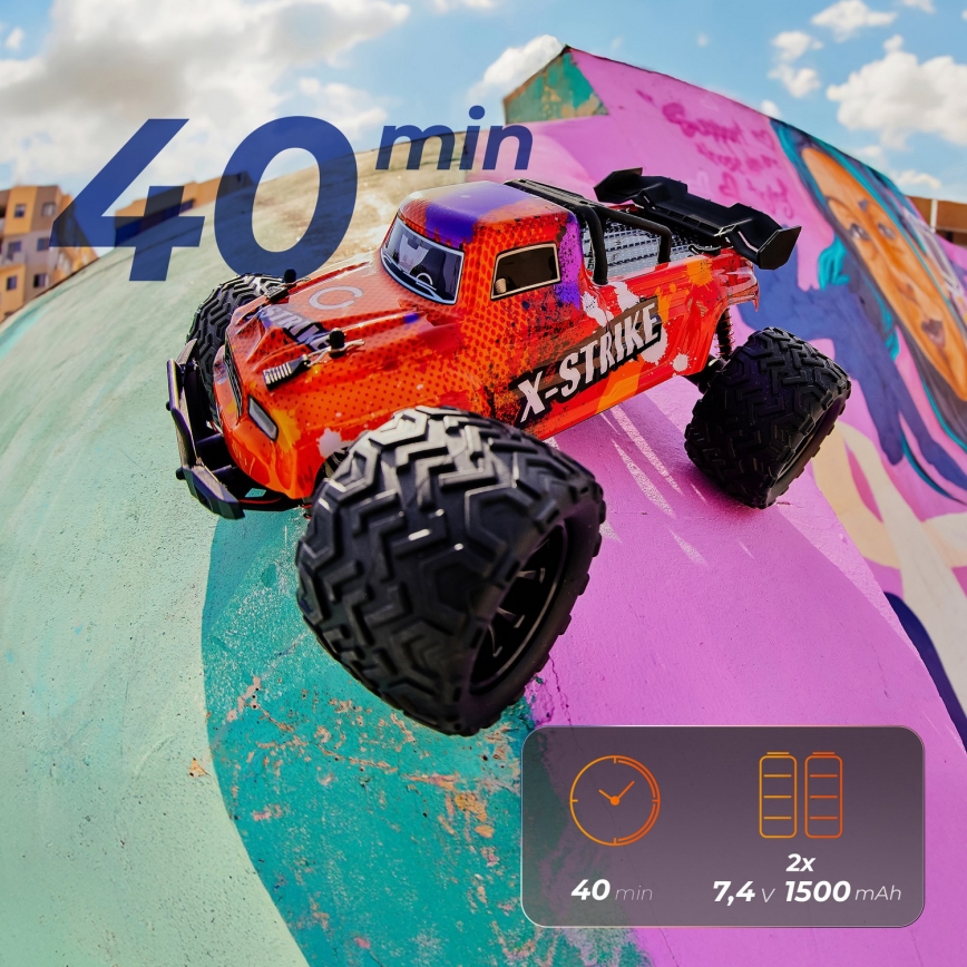 Overmax - radio-ohjattava RC-auto X-STRIKE 3000 mAh musta/oranssi