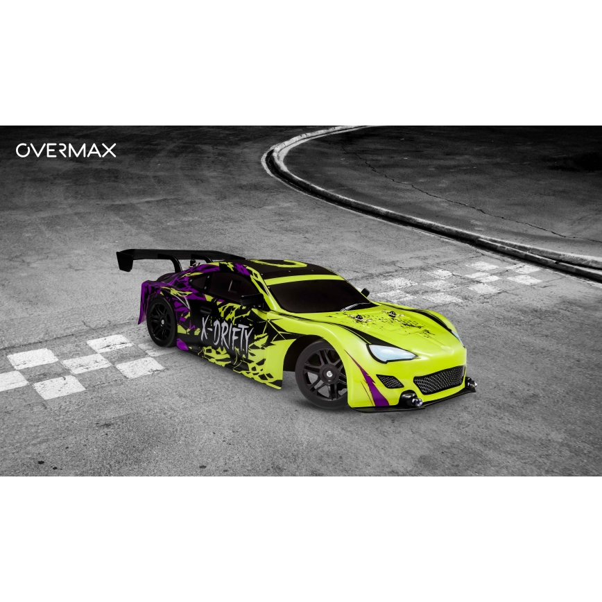 Overmax - radio-ohjattava RC-driftauto X-DRIFT 1000 mAh keltainen/violetti