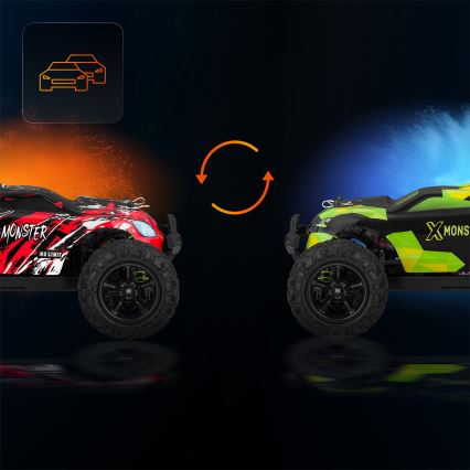 Overmax - 2-in-1 kauko-ohjattava RC-auto X-MONSTER 3.5 1700 mAh musta/punainen/vihreä