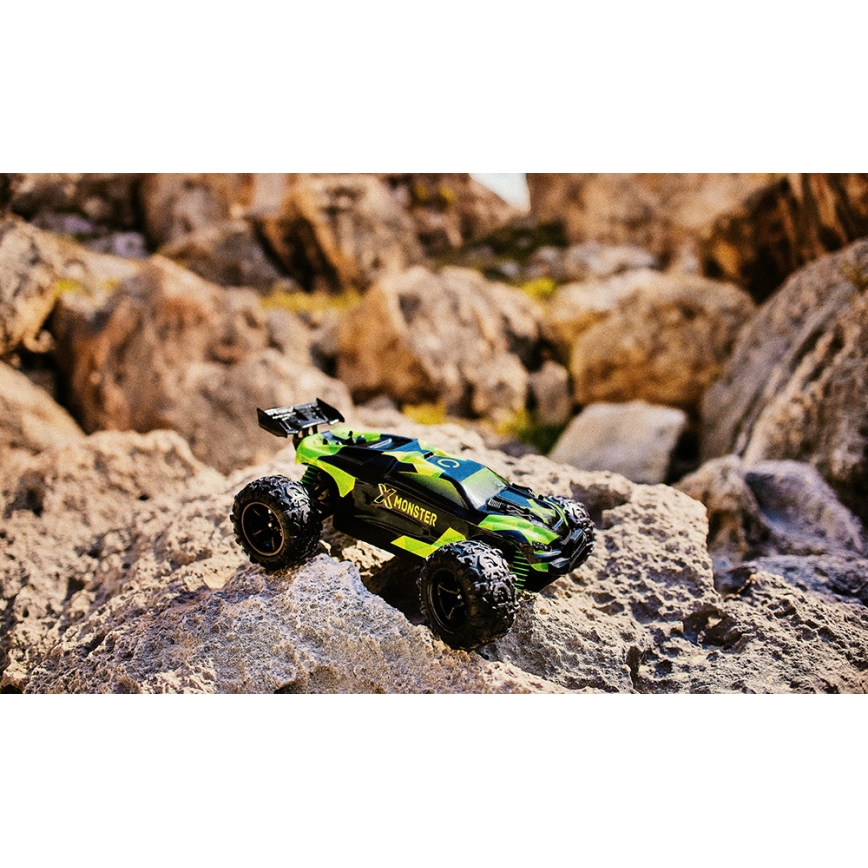Overmax - 2-in-1 kauko-ohjattava RC-auto X-MONSTER 3.5 1700 mAh musta/punainen/vihreä