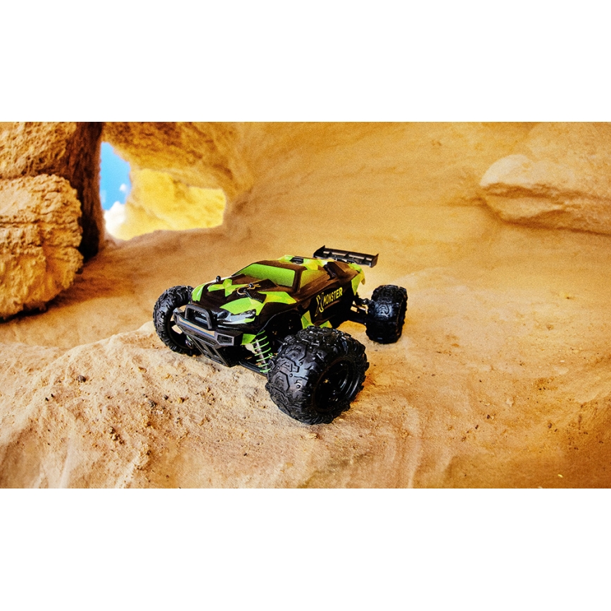 Overmax - 2-in-1 kauko-ohjattava RC-auto X-MONSTER 3.5 1700 mAh musta/punainen/vihreä