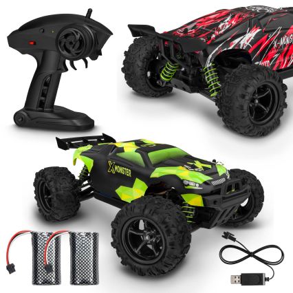 Overmax - 2-in-1 kauko-ohjattava RC-auto X-MONSTER 3.5 1700 mAh musta/punainen/vihreä