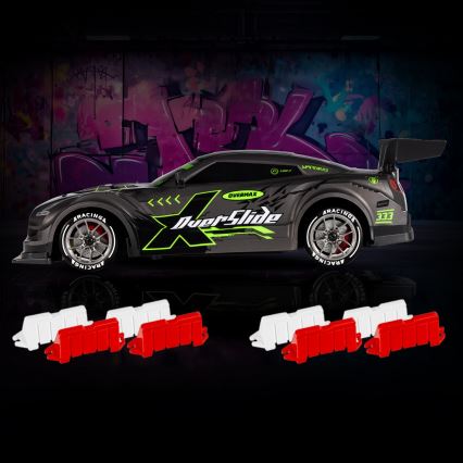 Overmax - kauko-ohjattava RC-drift-auto 2-in-1 X-OVERSLIDE 1000 mAh musta/vihreä/sininen/punainen