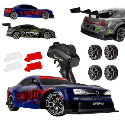 Overmax - kauko-ohjattava RC-driftauto X-OVERSLIDE, 1000 mAh, musta/vihreä/sininen/punainen