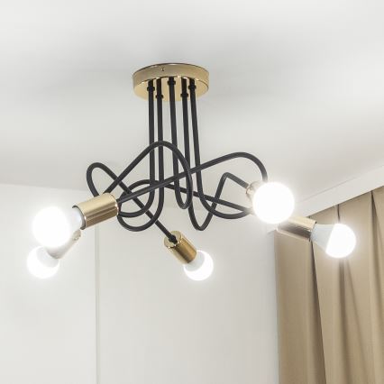 OXFORD pinnalle asennettava kattokruunu 5xE27/15W/230V kultainen/musta