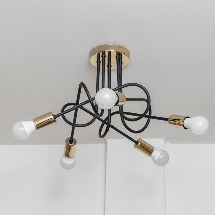 OXFORD pinnalle asennettava kattokruunu 5xE27/15W/230V kultainen/musta