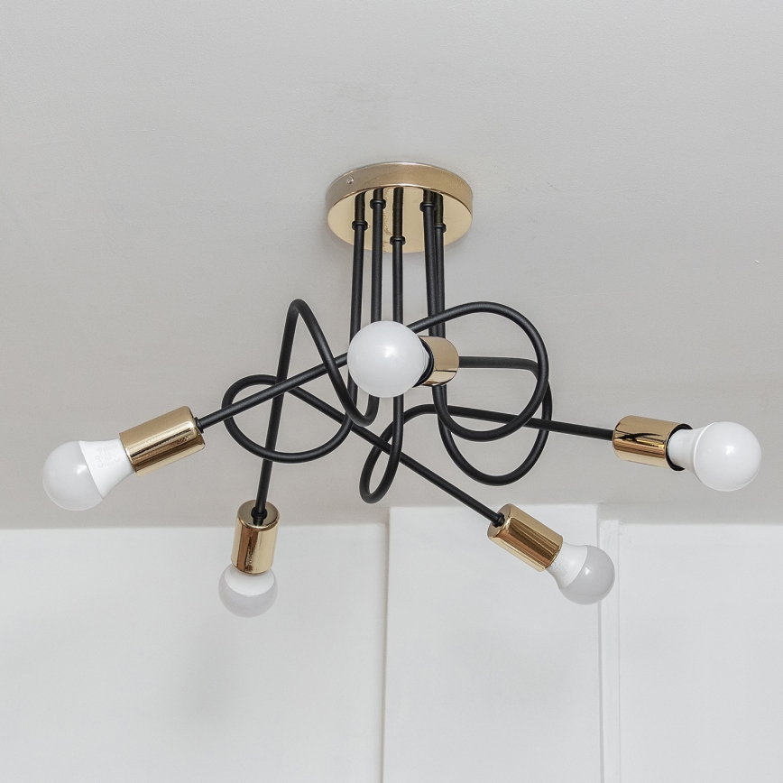 OXFORD pinnalle asennettava kattokruunu 5xE27/15W/230V kultainen/musta