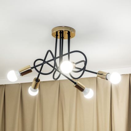 OXFORD pinnalle asennettava kattokruunu 5xE27/15W/230V kultainen/musta