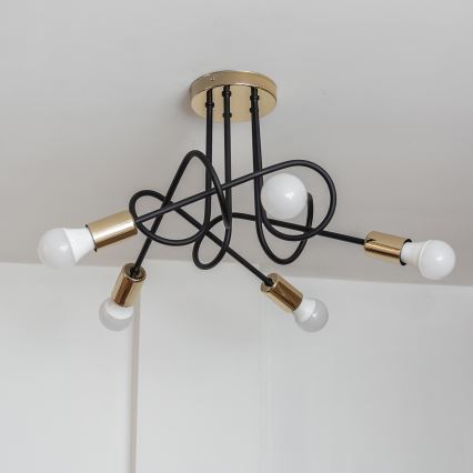OXFORD pinnalle asennettava kattokruunu 5xE27/15W/230V kultainen/musta