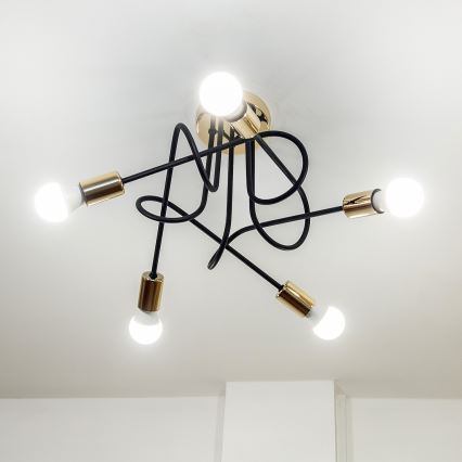 OXFORD pinnalle asennettava kattokruunu 5xE27/15W/230V kultainen/musta