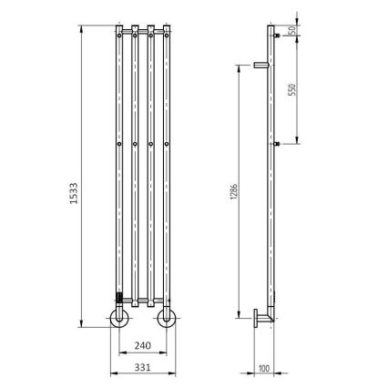 P.M.H. MO1B-RK - Sähköinen pyyhekuivain MONA 93W/230V 153,3 cm IP44 musta