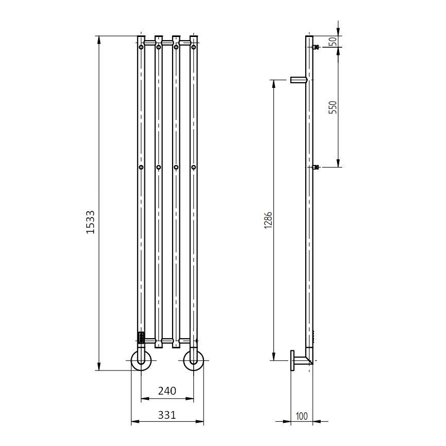 P.M.H. MO1B-RK - Sähköinen pyyhekuivain MONA 93W/230V 153,3 cm IP44 musta