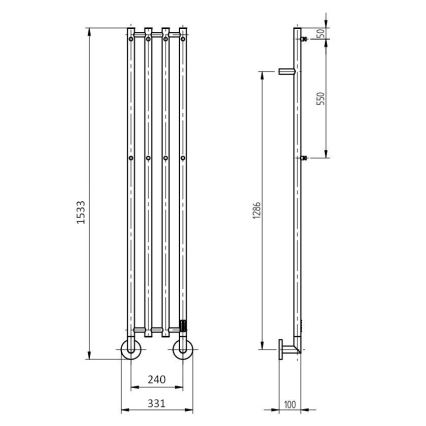 P.M.H. MO1SS-L - Sähköinen pyyhekuivain MONA 93W/230V 153,3 cm IP44, kiillotettu ruostumaton teräs