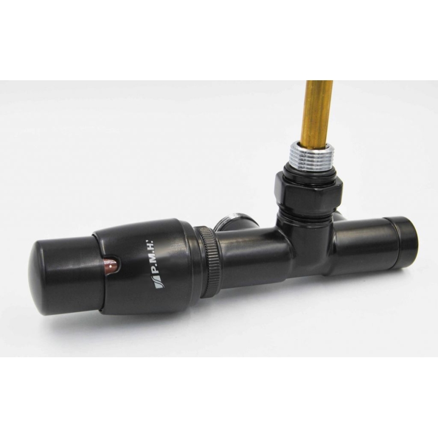 P.M.H. UNIKO-LB-EK - UNIKO-venttiili termostaattipäällä, vasen/musta