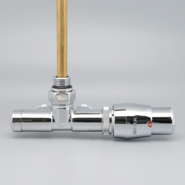 P.M.H. UNIKO-RC-EK - UNIKO-termostaattipäällä varustettu oikeanpuoleinen venttiili, kiiltävä kromi