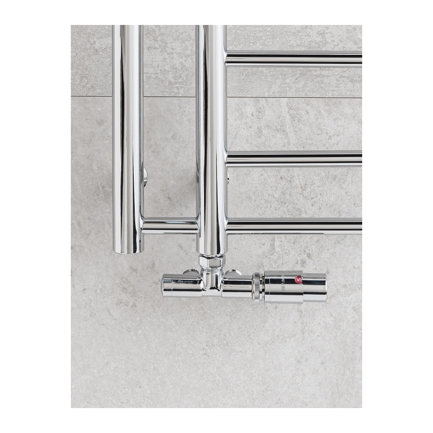 P.M.H. UNIKO-RC-EK - UNIKO-termostaattipäällä varustettu oikeanpuoleinen venttiili, kiiltävä kromi