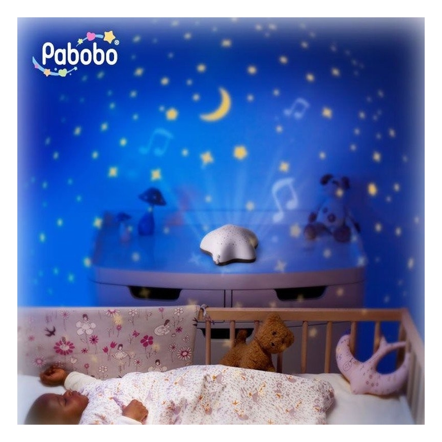 PABOBO - Projector with a melody STAR 3xAA beige