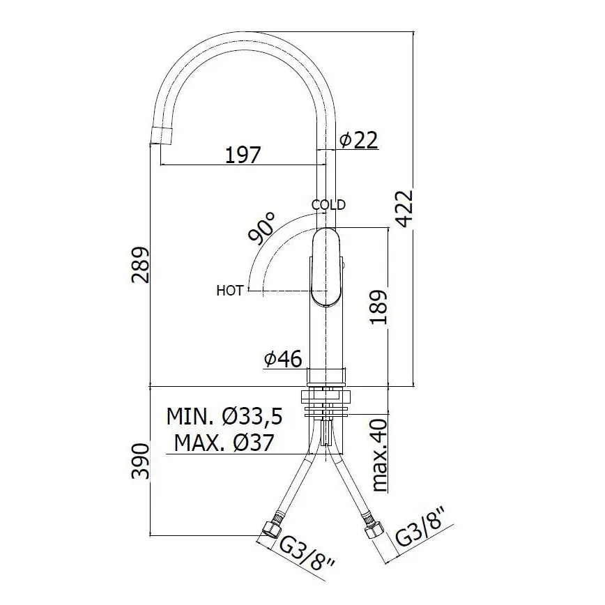 Paffoni - CANDY-keittiöhana, kiiltävä kromi