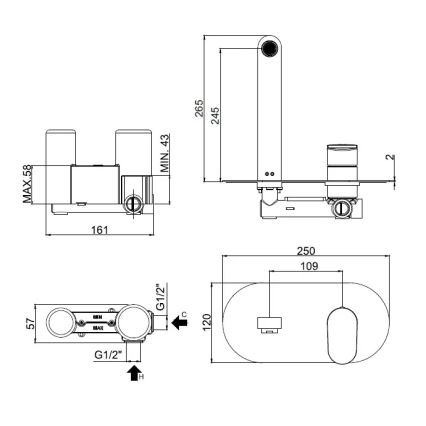 Paffoni - CANDY sisäänrakennettava pesuallashana, kiiltävä kromi