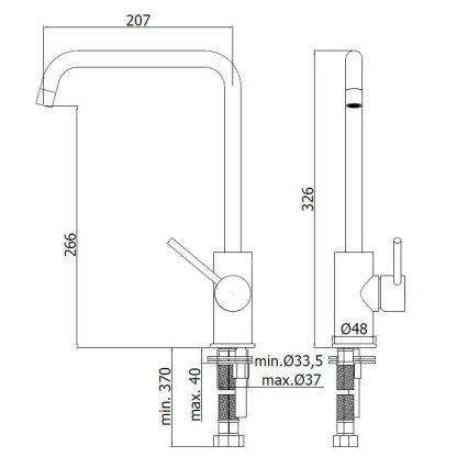 Paffoni - Keittiöhana LIGHT 32,6 cm kiiltävä kromi