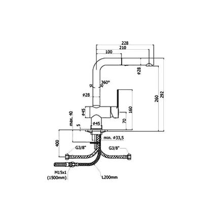 Paffoni - Keittiöhana ulosvedettävällä suihkupäällä RINGO 29,2 cm