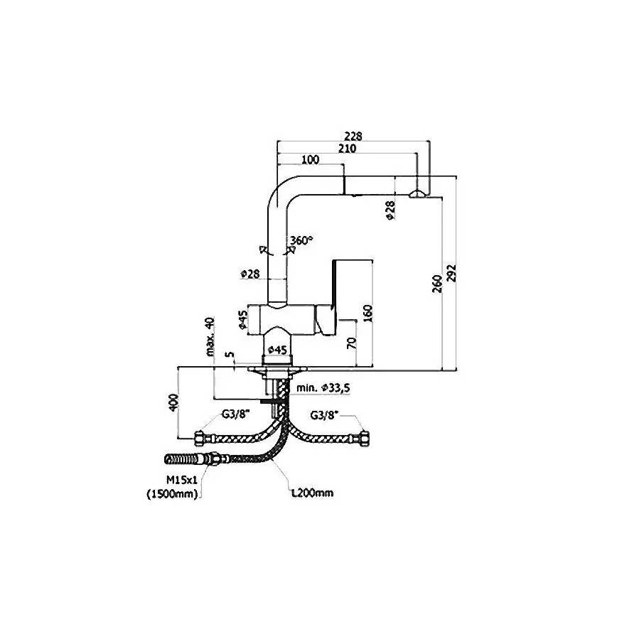 Paffoni - Keittiöhana ulosvedettävällä suihkupäällä RINGO 29,2 cm