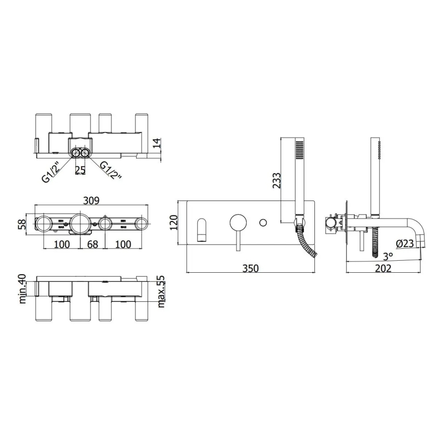 Paffoni - Kylpyammeen sarja LIGHT, mattakromi