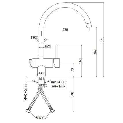 Paffoni LIGHT - musta tiskialtaan hana