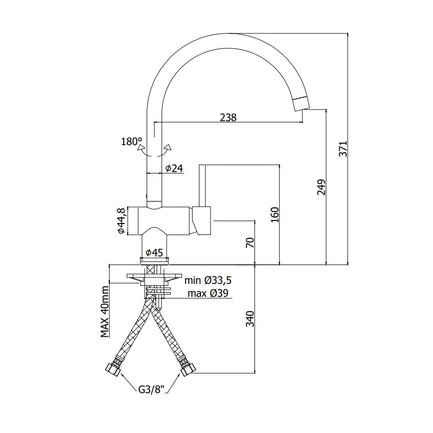 Paffoni LIGHT - musta tiskialtaan hana
