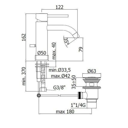 Paffoni - Pesuallashana LIGHT ruostumaton teräs