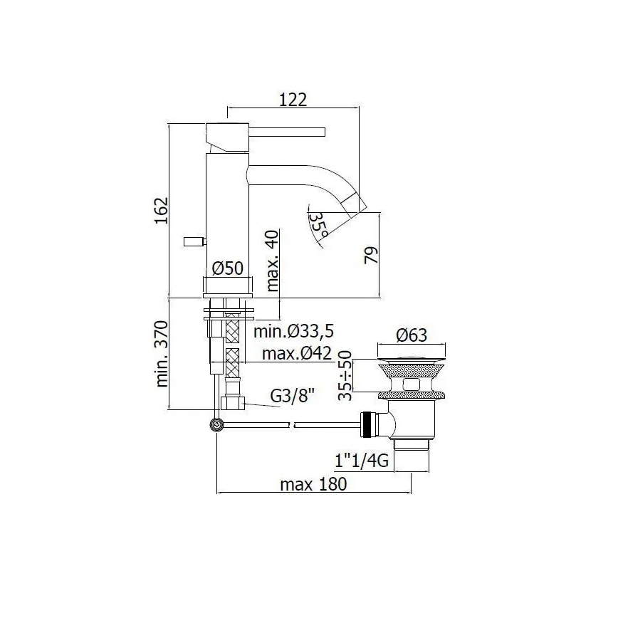 Paffoni - Pesuallashana LIGHT ruostumaton teräs